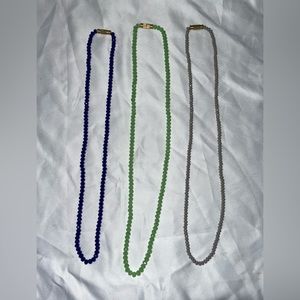 3 Necklaces:Green, Grey and Blue